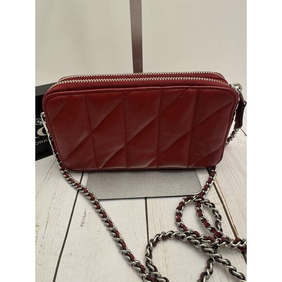 Coach Maroon Red Kira Quilted Leather Silver Crossbody Purse CM531 7.5x4” NWOT - Picture 3 of 9